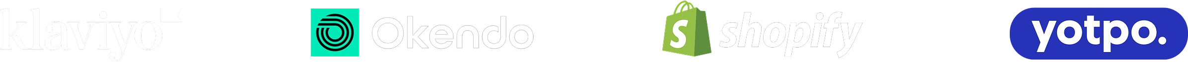 Klaviyo, Okendo, Shopify and Yotpo